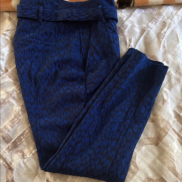 bebe Blue Leopard Print Straight Leg Pants